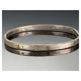 Vintage Mexican Sterling Silver Bangle Bracelet, Hinged, Screw Accents, TB-148, 925