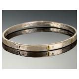 Vintage Mexican Sterling Silver Bangle Bracelet, Hinged, Screw Accents, TB-148, 925
