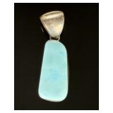 Larimar Sterling Silver Pendant Necklace 925 SJ Caribbean Gemstone