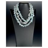 Deb Guyot Aquamarine & Clear Quartz 3-Strand Sterling Silver Necklace 20'