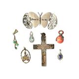 Vintage Sterling Silver & Gemstone Pendants Lot (7) incl. Disney Castle