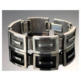 Vintage Mid-Century Modernist Sterling Silver Panel Link Bracelet 56g