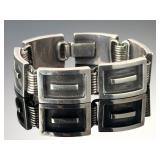 Vintage Mid-Century Modernist Sterling Silver Panel Link Bracelet 56g