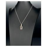 Sterling Silver Ametrine Pendant Necklace, Vintage 19.5' Italian Chain