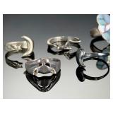 Vintage Sterling Silver & Silver-Tone Rings Lot | Butterfly, Owl, Moon, Star | 8 Pc