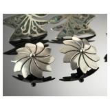Vintage Mexican Sterling Silver Earrings Lot 3 Pairs Taxco Maricela Abalone