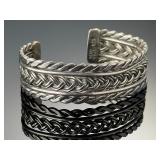 Vintage Mexican Sterling Silver Braided Cuff Bracelet Taxco TE-51 925