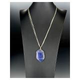 Native American Lapis Lazuli Liquid Sterling Silver 5-Strand Necklace Pendant