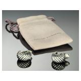 David Yurman Sterling Silver Sculpted Cable Clip-On Earrings DY 925