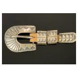Vintage Sterling Silver 4-Piece Ranger Belt Buckle Set Hand Stamped 30.7g