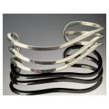 Vintage Mexican Sterling Silver Wave Cuff Bracelet TH-155 Taxco 925