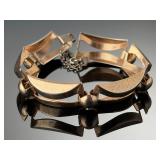 Vintage Mid-Century Modernist Sterling Silver Link Bracelet Gold Wash