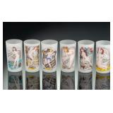 Vintage Mid-Century Frosted Pin-Up Bar Glasses by D'Marj - Lot of 6 Risque