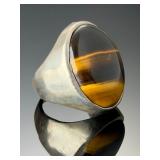 Vintage Mexican Sterling Silver Tiger's Eye Ring Size 9.5 Heavy 18.3g