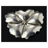 Vintage CAE Mexican Sterling Silver Puffy Flower Brooch Pin Pendant