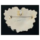 Vintage CAE Mexican Sterling Silver Puffy Flower Brooch Pin Pendant