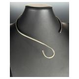 Sterling Silver Minimalist Collar Necklace | Vintage Asymmetric Torque Choker