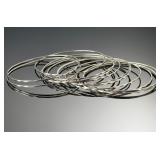Sterling Silver Diamond-Cut Stackable Bangle Bracelets - Lot of 12, 24.5g