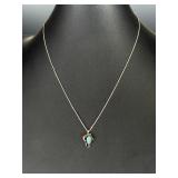 Navajo Sterling Silver Sleeping Beauty Turquoise Pendant Necklace Tawa by KT
