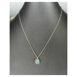 Navajo Kingman Turquoise Sterling Silver Pendant Necklace Tawa by KT