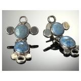 Native American Sterling Silver Lapis Lazuli & Denim Lapis Dangle Earrings