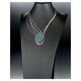 Native American 17' Liquid Sterling Silver Sleeping Beauty Turquoise Necklace