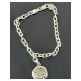 Harley-Davidson Sterling Silver Rose Charm Bracelet .925 Fine Jewelry 7.5'