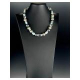 Deb Guyot 925 Sterling Silver Aquamarine Quartz & Pearl Statement Necklace
