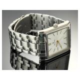 Bulova 96A142 Men's Stainless Steel Tank Quartz Dress Watch Silver Dial