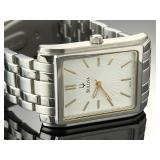 Bulova 96A142 Men's Stainless Steel Tank Quartz Dress Watch Silver Dial