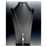 BTP Modernist Sterling Silver Lariat Tassel Necklace 28' Snake Chain