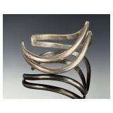 Vintage Mexican Sterling Silver Triple Band Cuff Bracelet, Signed 925