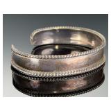 Vintage Mexican Sterling Silver 950 Cuff Bracelet - Rope Edge