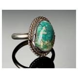Vintage Turquoise Silver Southwest Ring, Estate Jewelry, Size 9.5