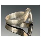 Vintage Sterling Silver Modernist Wave Ring, Signed ICO 925, Size 10