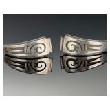Vintage Hopi Silver Overlay Watch Tips, Ladies Native American Jewelry
