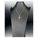 Disney JCM Sterling Silver Gemstone Cross Pendant Necklace Peridot Blue Topaz