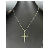 Disney JCM Sterling Silver Gemstone Cross Pendant Necklace Peridot Blue Topaz