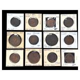 Canada Coins & Tokens: 12-Piece Lot Early Copper Cents & Bank Tokens (1832-1917)
