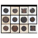 Canada Coins & Tokens: 12-Piece Lot Early Copper Cents & Bank Tokens (1832-1917)