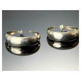 Vintage Sterling Silver Tapered Crescent Hoop Earrings 14g 925 Post Backs