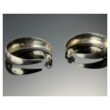 Vintage Sterling Silver Tapered Crescent Hoop Earrings 14g 925 Post Backs