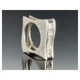 925 Sterling Silver Modernist Brutalist Architecture Wide Band Ring Size 6.5