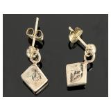 Native American Vintage Sterling Silver Opal Coral Inlay Post Earrings