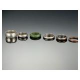 Vintage Estate Lot of 6 Rings: Sterling Silver Tone, Copper, Jadeite