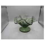 Fenton Green Strawberry Glass Compote