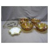 Iridescent Bowls and Glass Serving Set