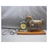 Bronze Horse Clock With Clipper Dial