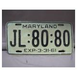 Maryland License Plate from 1961