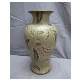Hand-Decorated Floral Ceramic Vase